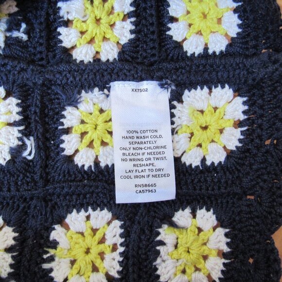 BP. Daisy Crochet Tank Top XS Navy Yellow White - Picture 4 of 10